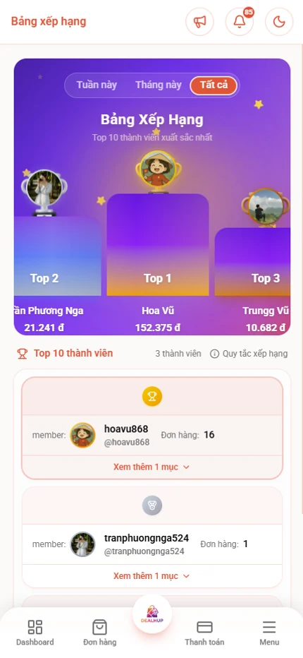 Bảng xếp hạng